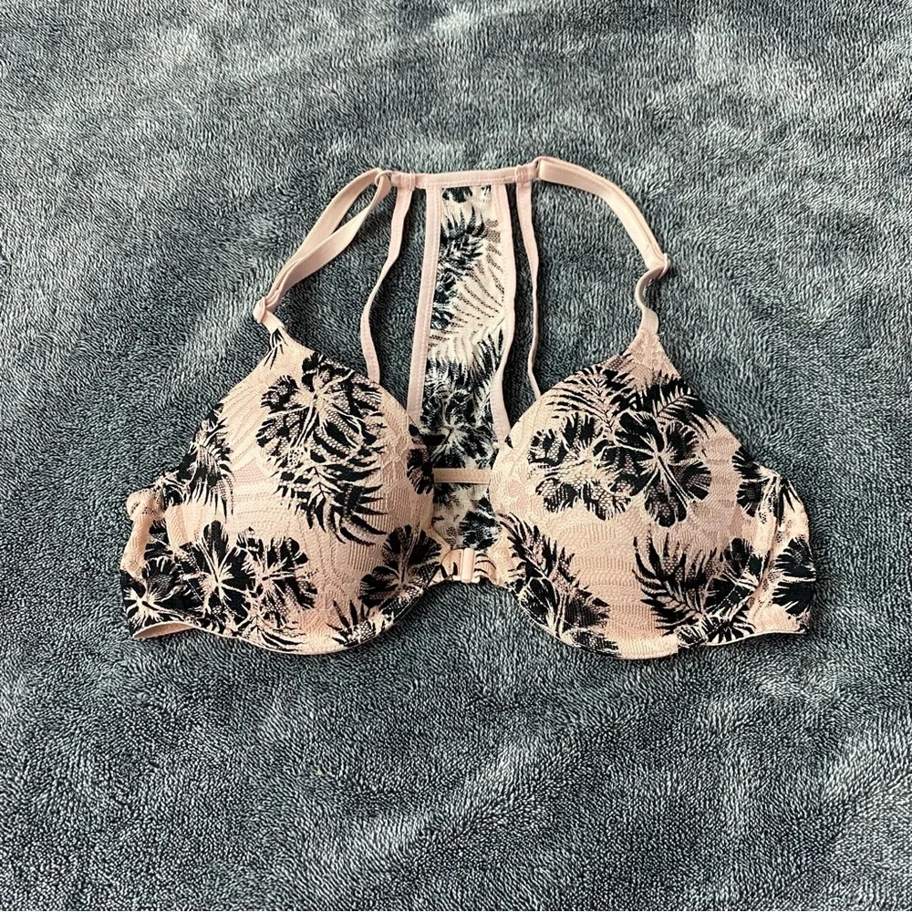 Victoria’s Secret Pink Floral Strappy Racerback Bra Size 34 B